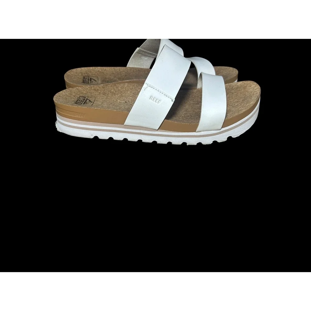 Reef Vista Hi White Platform Sandals Vegan Leather Cork Footbed Slides Size 12